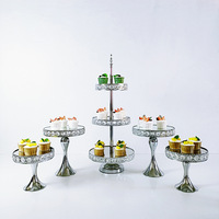 Support à gâteau 19 pièces, centre de table argenté pour mariage, décoration de fête