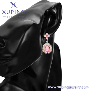 S00150227 Xuping đồ trang sức thời trang Đồ trang sức sang trọng thanh lịch Ân Sủng hàng ngày sống động sáng bóng thả màu Hồng đá 18K vàng mạ màu bông tai - Product Image 6