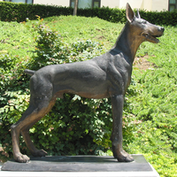 Sculpture de chien Doberman Pinscher en bronze, sculpture de jardin en laiton de qualité professionnelle pour parc extérieur