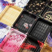 Boîte à sushi rectangulaire en plastique Karyo 1105, récipient alimentaire, plateau à sushi jetable avec couvercle transparent