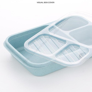 กล่องใส่อาหารแบบแบ่งช่อง รุ่น Syh664 หลายสี สำหรับขายส่ง กล่องเบนโตะสำหรับเก็บอาหารในครัว ภาชนะใส่อาหารกลางวัน ทำจากฟางข้าว พร้อมฝาปิดรูปทรงสี่เหลี่ยมผืนผ้า เหมาะสำหรับปิกนิก - Product Image 5