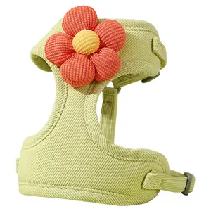 New designer flower pet harness cute small daisies embroidered leash lace vest dog cat harness