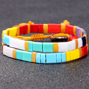 Hecha <span class=keywords><strong>a</strong></span> <span class=keywords><strong>mano</strong></span> de moda arco iris ajustable miyuki tila de pulsera de la joyerí<span class=keywords><strong>a</strong></span> al por mayor - Product Image 1