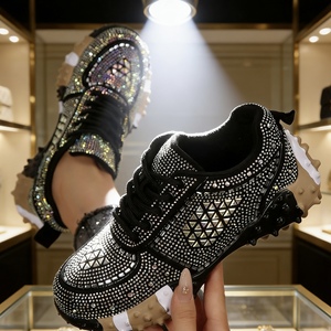 Women's Rhinestone Platform Sneakers | <strong>Sparkle</strong> Bling Casual Shoes | Fashion Chunky Sole <strong>Trainers</strong> for Party &amp; Daily Wear - Product Image 1