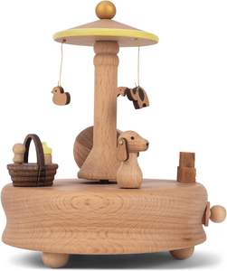 Müzik kutusu ahşap müzik kutusu bahçe uyku bebek Woodgrain 6 inç kayın rüzgar-up müzik heykelcik - Product Image 5