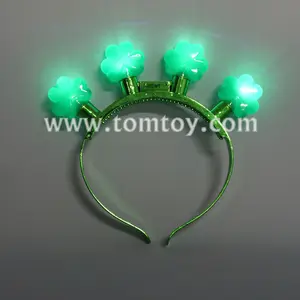 Light Up Mardi Gras Green Shamrock Flashing LED Clover Headband for St Patrick's Day