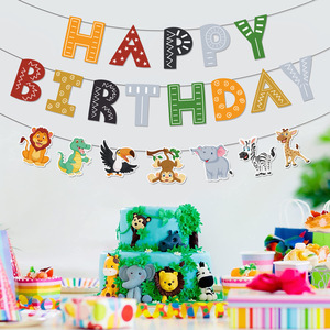 Guirlande de fête d'<span class=keywords><strong>anniversaire</strong></span> sur le thème des dessins animés avec des motifs de véhicules de construction, de dinosaures et de camions de pompiers, bannière en papier avec drapeaux à tirer - Product Image 4