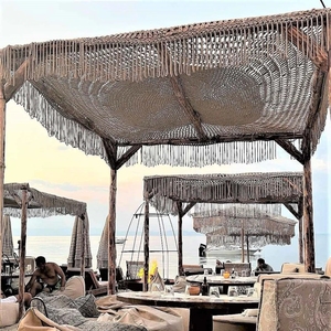 2024 personnalisé à la main <span class=keywords><strong>macramé</strong></span> Boho couverture solaire avec frange pour plage jardin Patio décoration extérieur parasol <span class=keywords><strong>macramé</strong></span> - Product Image 1