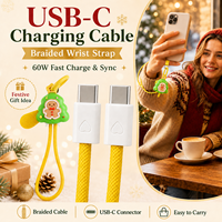 Cable de Carga Rápida de 60W con Correa de Muñeca Navideña Personalizada, Regalo Promocional, Fabricante de Cables USB C a Tipo C