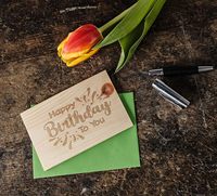 Carte postale en bois personnalisée faite à la main carte cadeau joyeux anniversaire cartes de vœux pliantes invitation avec enveloppe