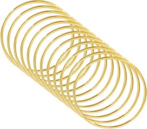 Anneaux <span class=keywords><strong>attrape</strong></span>-rêves en métal doré, anneaux artisanaux, cerceaux en macramé dorés pour les travaux manuels - Product Image 1