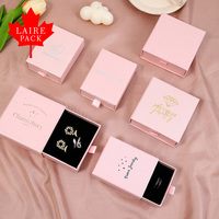Boîte à bijoux en carton rose LAIRE en gros, avec tiroir coulissant, pour colliers et décorations