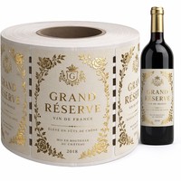 Autocollants personnalisés en vinyle doré auto-adhésifs résistants aux UV pour bouteilles de vin, de spiritueux et pots à condiments, découpés sur mesure