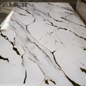 Amer Werkspreis 1.220 * 2.440 mm moderne Wandplatten Pvc-Wandplatten Platten Uv-Marmor Kunststoffblech Pvc-Wandplatte für Badezimmer
