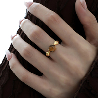 Bague en or 18 carats avec œil de tigre pour femmes, anneaux en pierres précieuses irréguliers réglables, bijoux fins en argent sterling 925 personnalisés