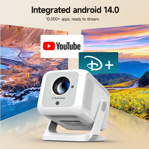 Proyector Inteligente Android 14 con Altavoces Integrados Estéreo 1080P para HY310X 420 ANSI, Corrección Trapezoidal Automática, WiFi, BT5.2, Proyector Portátil - Product Image 1