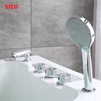 Baignoire de massage en acrylique rectangulaire moderne SICO Corner Whirlpool, 6 jets, robinet intégré, accoudoirs, baignoire intérieure, 1-2 personnes, 5 ans
