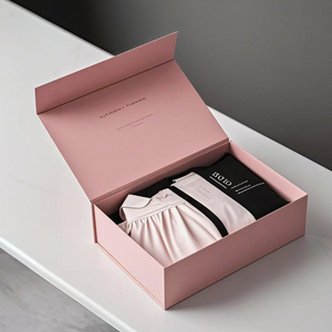 Emballage de vêtement de cadeau noir de luxe biodégradable personnalisé boîtes de t-shirt à capuche de céréales pour marque de vêtement de paquet de vêtement - Product Image 1