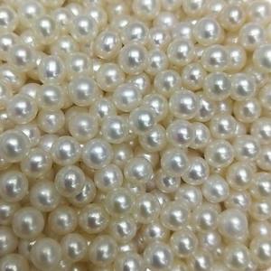 Perles rondes de haute qualité de 3-3,5-4 mm, petites perles d'eau douce, blanches, roses, colorées, demi-percées, forme de pomme de terre naturelle - Product Image 3