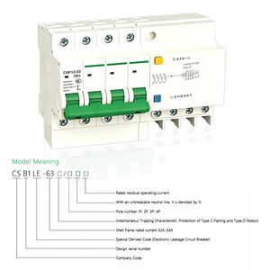 Disjoncteur différentiel triphasé 4 pôles RCBO MCB 63A 400V 6kA - Product Image 1