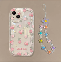 Coque de téléphone portable en TPU avec bracelet à perles de fleurs et de papillons porte-bonheur, écran plein écran, pour iPhone 6 7 8 X 11 16 Pro Max, fabriqué par BAILI