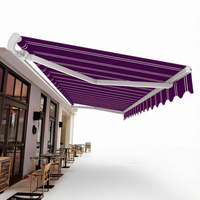 Auvent moderne Maple Joy avec structure en aluminium, toit en toile acrylique, télécommande, imperméable, durable, pour terrasse extérieure, balcon, sur mesure
