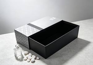Eco-Friendly <b>Recyclable</b> Rectangular Slide Rigid Gift <b>Box</b> Thick Cardboard Matte Black Interior Geometric Pattern Printed Sleeve - Product Image 6