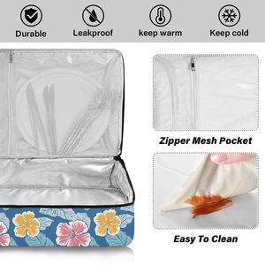 Aloha personalizado hawaiano hibisco flores aislamiento térmico portátil cazuela portador entrega de alimentos bolsa de <span class=keywords><strong>Pizza</strong></span> entrega de alimentos - Product Image 4