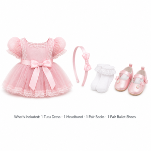Ensemble Robe Tutu Rose 43cm pour <span class=keywords><strong>Poupée</strong></span> <span class=keywords><strong>Reborn</strong></span>, Bandeau Nœud en Satin, Chaussettes, Chaussures <span class=keywords><strong>de</strong></span> Ballet Perles, Vêtements <span class=keywords><strong>de</strong></span> <span class=keywords><strong>Poupée</strong></span> en Polyester <span class=keywords><strong>de</strong></span> Luxe Personnalisés OEM/ODM - Product Image 4