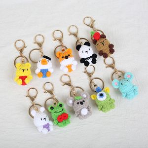 Portachiavi in maglia a forma di coniglietto e <span class=keywords><strong>orsetto</strong></span>, fatti a mano all'uncinetto, regali creativi e dolci per zaini e borse - Product Image 1
