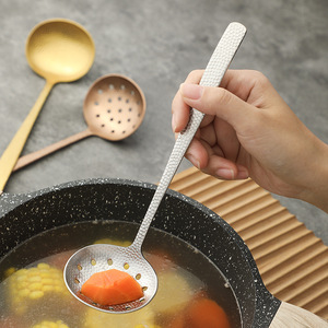 Cuchara de acero inoxidable martillado Shinyjh 304, cuchara coladora para servir sopa, utensilio de cocina - Product Image 2