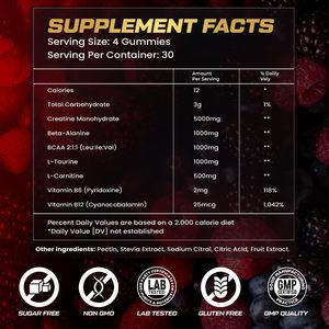 Suplemen Nutrisi Olahraga Grosir Creatine Monohydrate Gummies dengan <span class=keywords><strong>Vitamin</strong></span> <span class=keywords><strong>B12</strong></span> Rasa Campuran Buah Beri Mendukung Kekuatan Otot - Product Image 2
