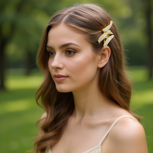 E3511 Pinces à cheveux dorées en strass pour femmes, mode, fête, 10 cm, haute qualité - Product Image 2