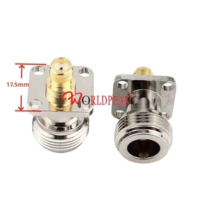 Nhà máy cung cấp N-<span class=keywords><strong>type</strong></span> nữ cho SMA nữ jack 4 lỗ nhỏ mặt bích Bảng điều khiển gắn kết 17.5mm x 17.5mm <span class=keywords><strong>RF</strong></span> Adapter Adapter kết nối áo ngực - Product Image 1