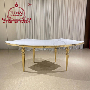 โต๊ะจัดเลี้ยงทรงกลมทำจากสแตนเลสโต๊ะออกงานสีทองสำหรับงานแต่งงาน - Product Image 6