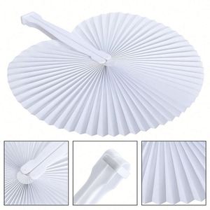 White Heart Shaped Folding Fans Activists' Paper Fans <b>Handheld</b> DIY Wedding Guests' Paper Favor Fan Bulk Party Decorative Supply - Product Image 4