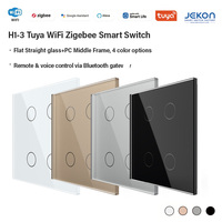 Interrupteur tactile intelligent Tuya WiFi Zigbee, norme européenne, 1, 2, 3 ou 4 gangs, compatible avec ou sans fil neutre, 100-240 V CA
