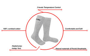 Chaussettes chauffantes de <span class=keywords><strong>ski</strong></span> thermiques électriques rechargeables pour hommes femmes chaussettes d'hiver chauffantes épaisses avec <span class=keywords><strong>motif</strong></span> imprimé de batterie tricoté - Product Image 6