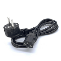 Cable de Alimentación de PVC Negro con Enchufe Europeo KC de 3 Pines para Electrodomésticos, Sartenes Eléctricas y Hervidores, Tamaños de CA de 0.75mm2, 1.0mm2 y 1.5mm2