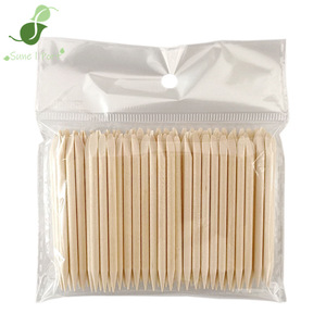 Bâtonnets jetables courts en bois de bouleau orange pour manucure, 7,5 cm de long, 100 pièces par paquet, bâtonnets de <span class=keywords><strong>beauté</strong></span> durables à double extrémité - Product Image 1