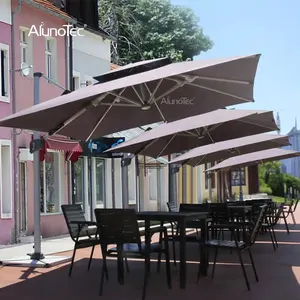 Gemakkelijk Te Openen Buitenkant Zonnescherm Led Outdoor Cafe Parasols Solar Licht Paraplu