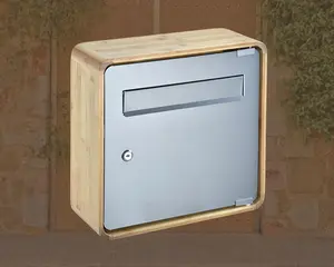 Natural Bamboo Design Letter Box With Metal Door Panel Mailboxes