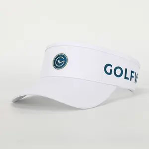 Logotipo personalizado do bordado, do branco da alta qualidade ajustável do esporte gorros viseira do sol, das mulheres dos homens boné da praia, chapéu de golfe no atacado