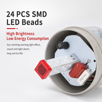 Luz de Señalización Intermitente LED Roja Pequeña de 12V/24V/220V con Alarma Sonora, IP65, Luces Indicadoras de Plástico para Equipos Mecánicos