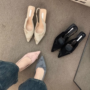 Factory Wholesale New Summer Apricot High Heels Baotou Sandals Fairy Pointed Thin Heel Single Shoes Women - Product Image 2