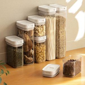 Household <strong>Kitchen</strong> Transparent Plastic Nut Oats Spice Grain Beans Sealed Food <strong>Storage</strong> Container <strong>Storage</strong> <strong>Jars</strong> - Product Image 1