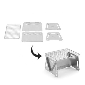 Outdoor Barbecue Folding BBQ <strong>Grill</strong> Portable Stainless Steel Camping BBQ <strong>Charcoal</strong> Card Oven Detachable Stove <strong>Grill</strong> - Product Image 2