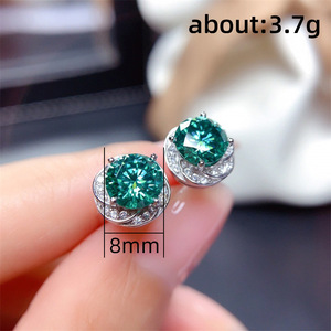 <b>Stud</b> <b>Earrings</b> Green Zircon Circular Ring Claw Setting Gift For Women - Product Image 5