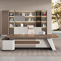 Bureau de direction en plastique LBZ-123X, design en forme de L avec armoire de rangement, bureau d'ordinateur moderne haut de gamme pour patron