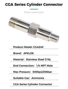 CGA 240 Ammonia Cylinder Fittings 1/4 NPT Male SS316L to Connect <strong>Gas</strong> Cylinder/<strong>Bottle</strong> Pressure Regulator High Pressure <strong>Hose</strong> - Product Image 2